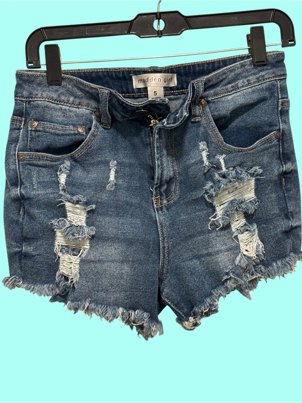 Madden Girls Denim Distressed Jean Shorts Size 5